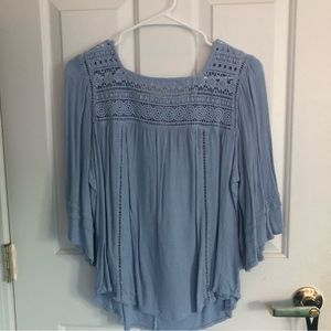 sky blue blouse!